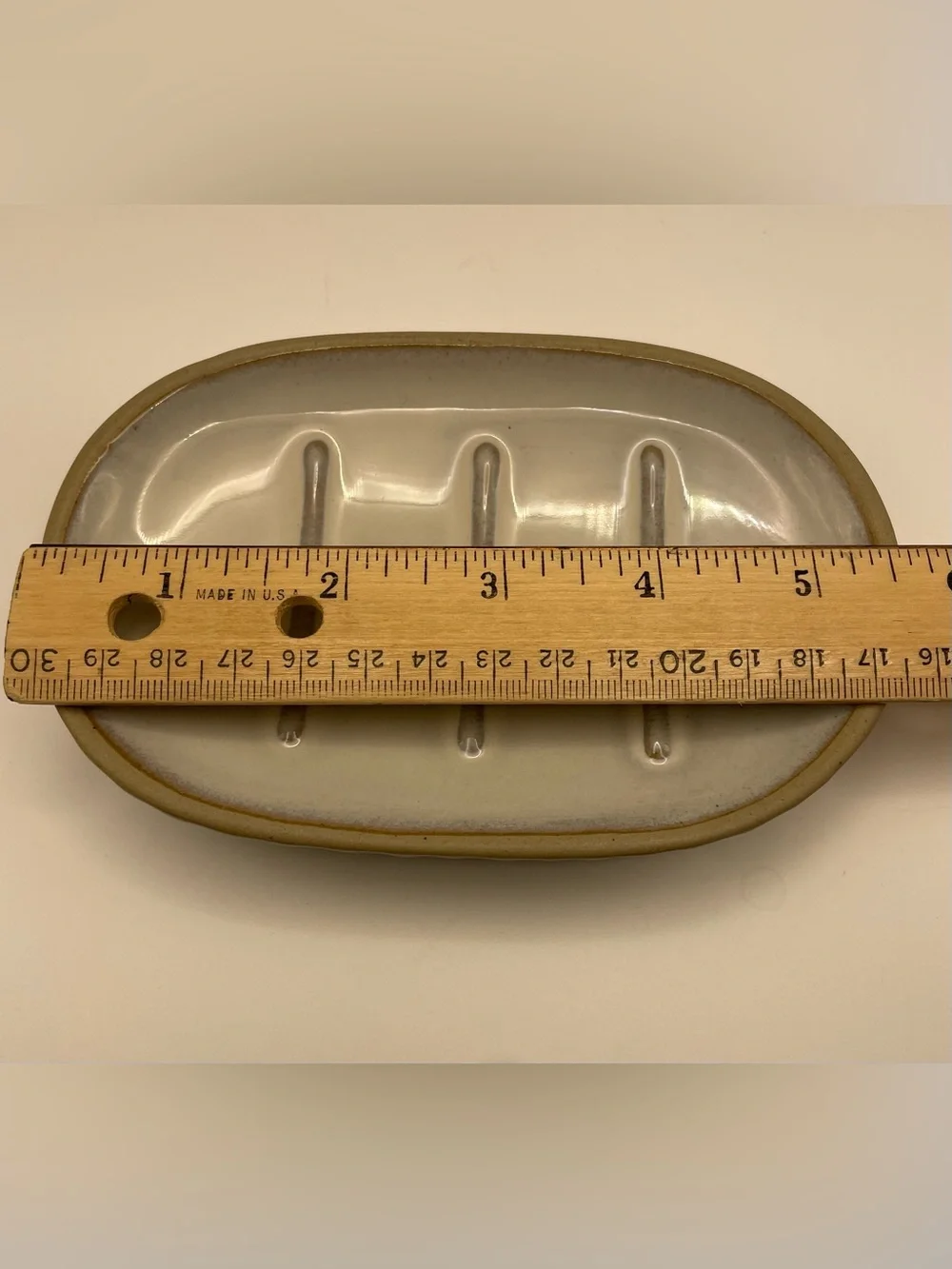 Hearth & Hand with Magnolia Stoneware Soap Dish with Tan Rim